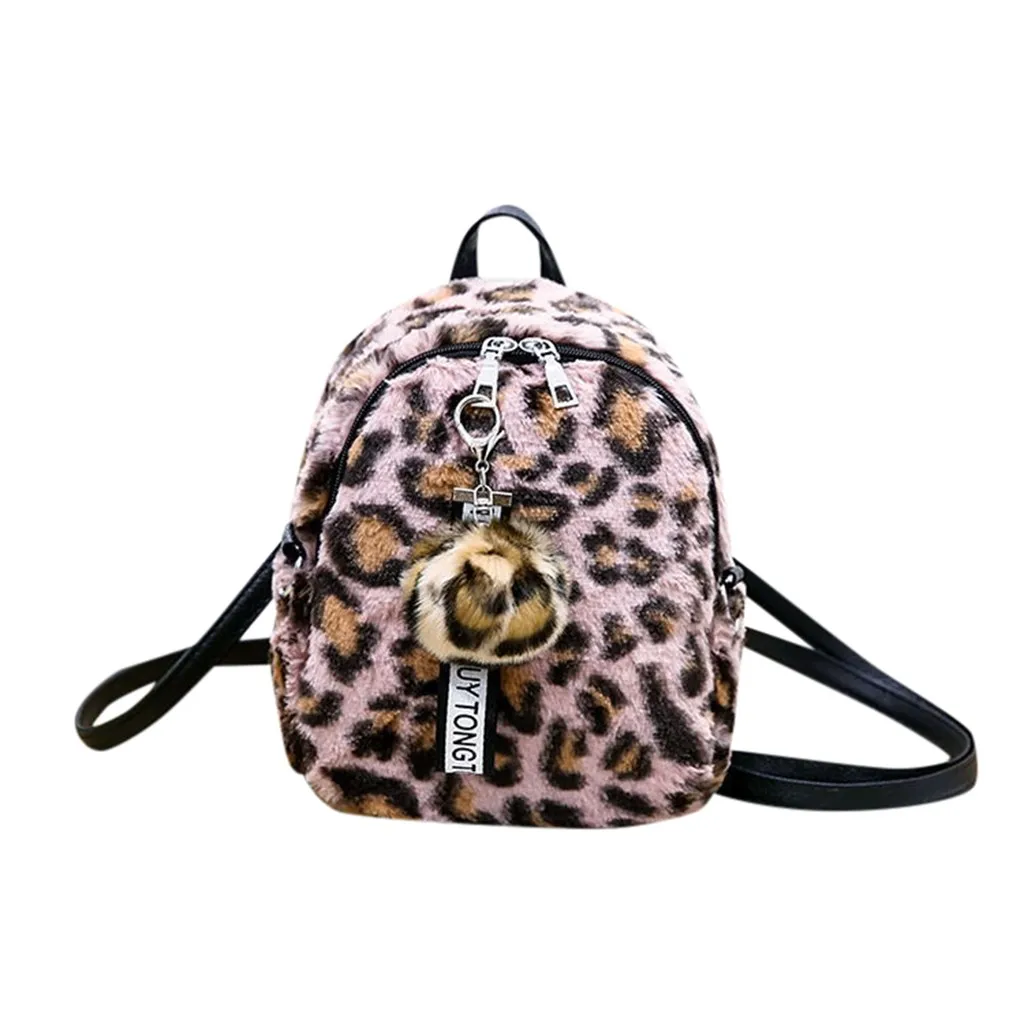 Мини-рюкзаки с леопардом Mochila, Женская шерстяная сумка на цепочке, маленькая квадратная сумка на плечо для девочек-подростков, рюкзак# A - Color: Pink