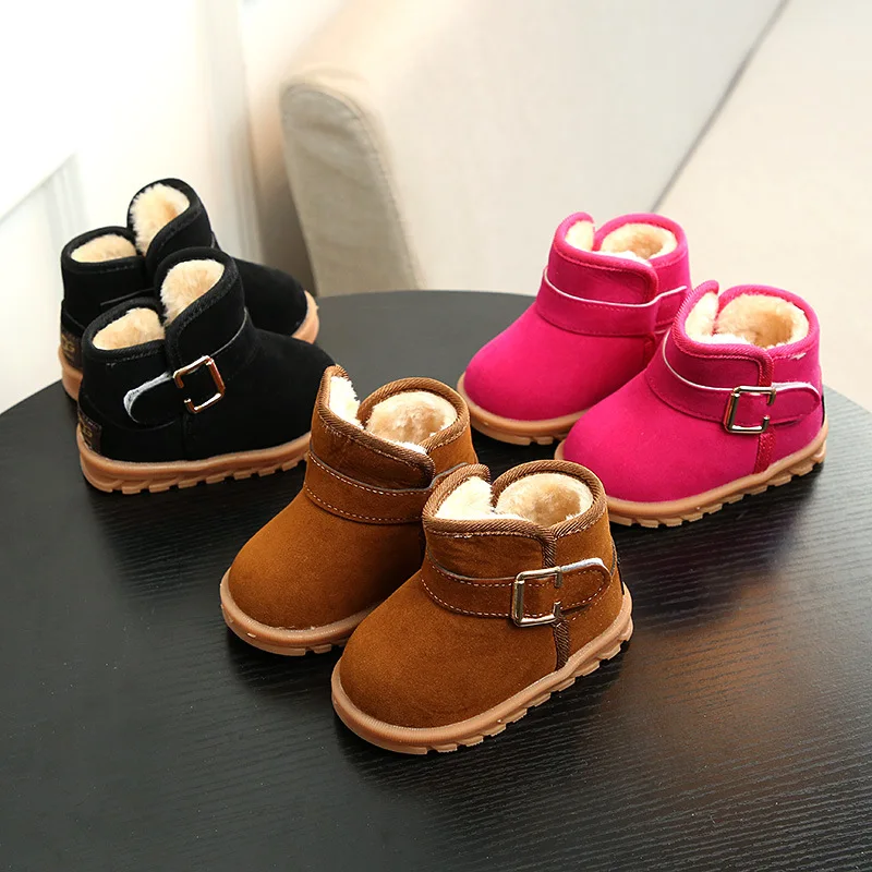 

2019 Winter New Children's Snow Boots Korean Version of The Girls Warm Shoes Solid Color Baby Soft Bottom Children's Shoes