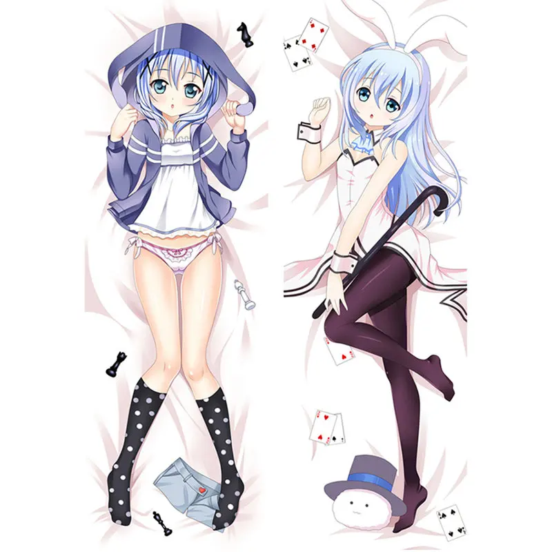 Polyester Anime Go chuumon wa usagi desuka?Wonderful party pillow Covers case Sexy girl 3D Double-sided Bed Hugging Body pillowcase GM02 - Цвет: Polyester