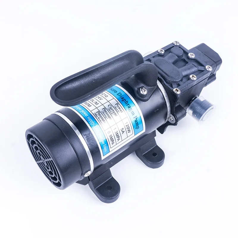 

Water Pump 24V 120W 130PSI 10L / Min Mini Water High Pressure Self-Priming Diaphragm Pump Large Flow Sprayer for Caravan Boat