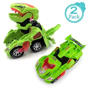 

2PCS Deformation Electric Dinosour Car Toy Universal Wheel Transformation Vehicle With Lights Sounds Toy For Kids Christmas Gift
