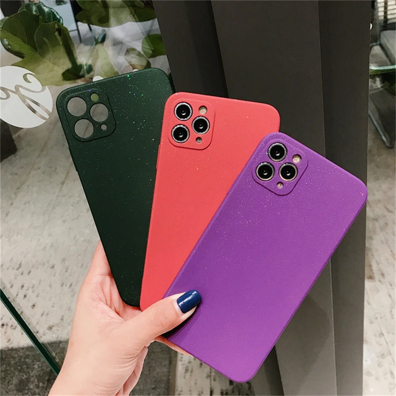 Простой цветной чехол для телефона iPhone 11 Pro Max X XR XS Xs Мягкий ТПУ блестящий