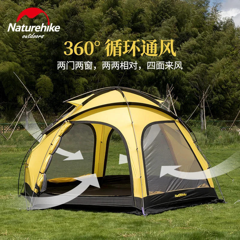 Naturehike Outdoor Hexagonal Tent Cloud Burst Shelter Camping Group Camping  Equipment Waterproof Canopy Tent For 6-8 Person