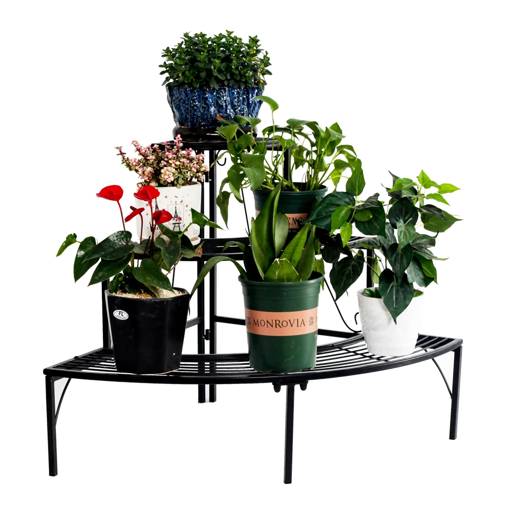 

3 Tier Quarter Round Plant Corner Shelf Plant Stand Outdoor