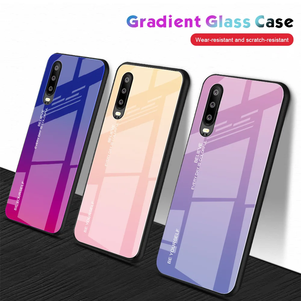 

Gradient Glass Case For Huawei Honor 9X 20 PRO lite Soft Silicone Edge Case for Huawei Honor20 9 X lite pro protective cover