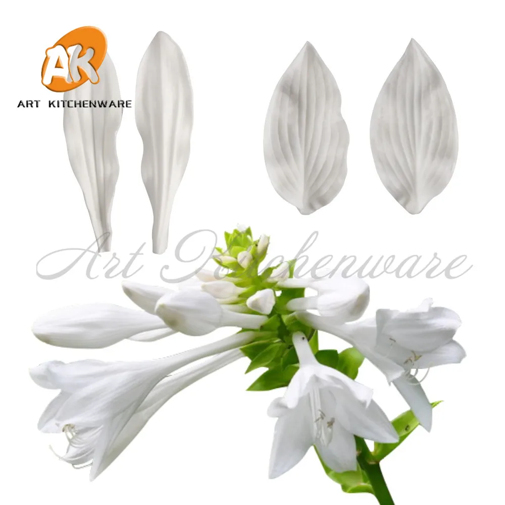 

4pcs Plantain Lily Petal&Leaf Veiner Silicone Mold DIY Handmade Fondant Flower Clay Craft Mould Cake Decorating Tools Bakeware