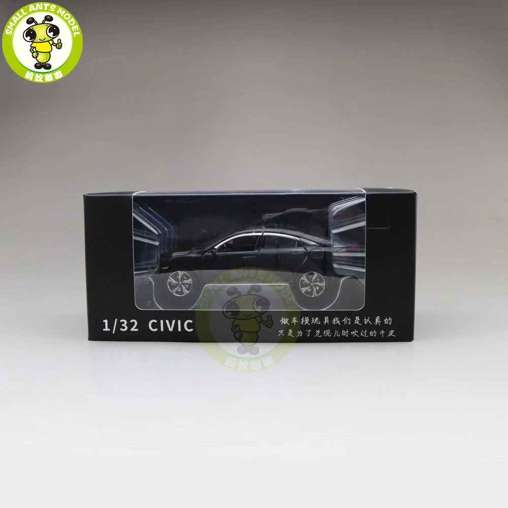 1/32 Jackiekim CIVIC литая под давлением Металлическая Модель автомобиля игрушки Дети Звук освещение подарки - Цвет: Black(with box)