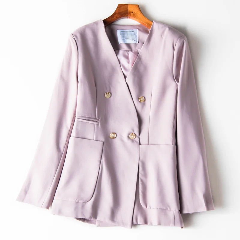 

2019 Autumn Clothing New Style Korean-style Elegant V-neck Loose-Fit Casual Solid Color Suit Jacket Women's Wholesale a Generati