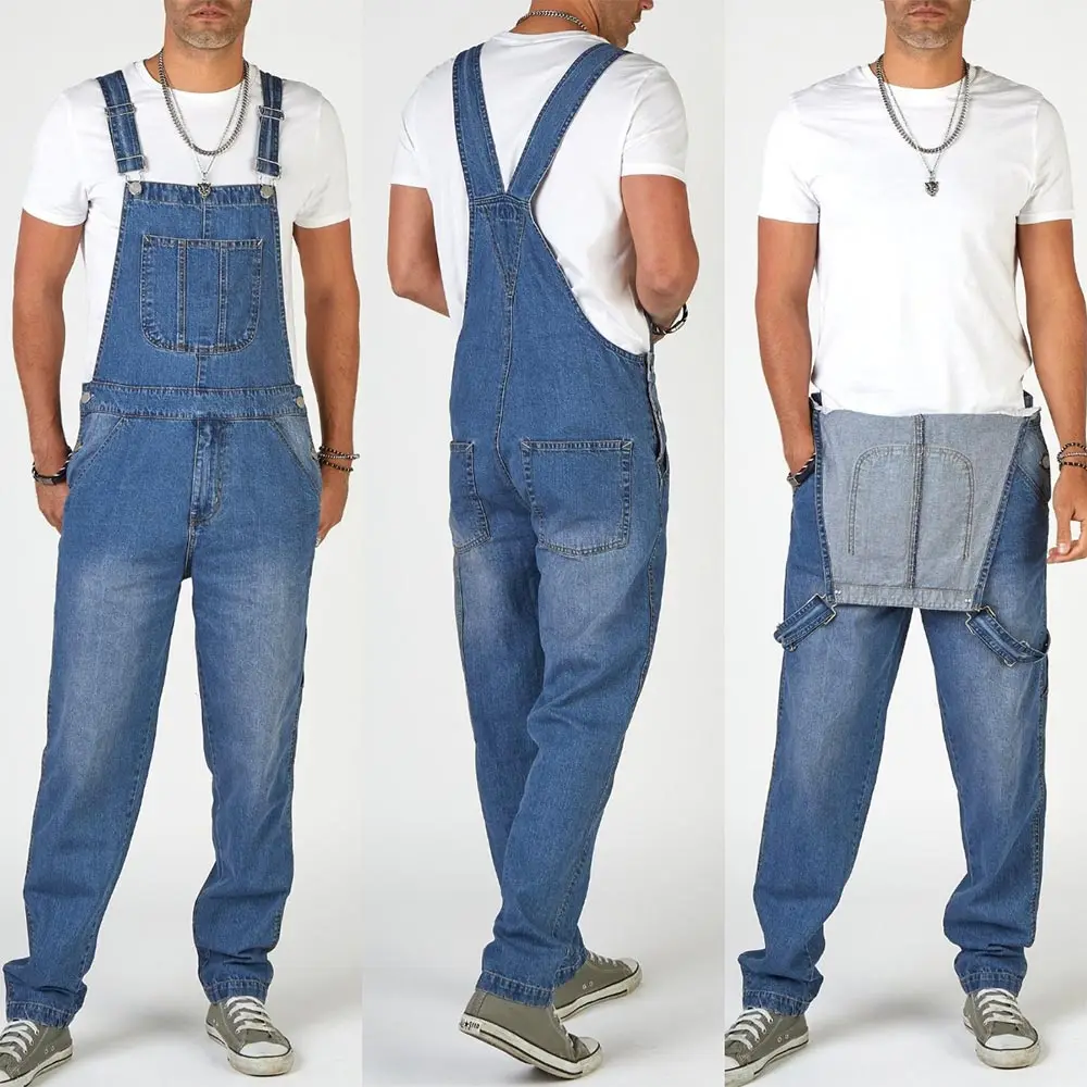 New Fashion Men's Jeans Overalls High 