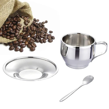 

Reusable Coffee Cup Double Wall Coupelle Metal Espresso Cups Stainless Steel Camping Drinking Taza Cafe Kitchen Accessories E5