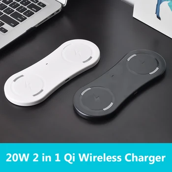 

Dual Qi Wireless Charger Pad Fast Quick Charging Wireless 20W Mobile Phone Power Charging Standard Parts Dock Station