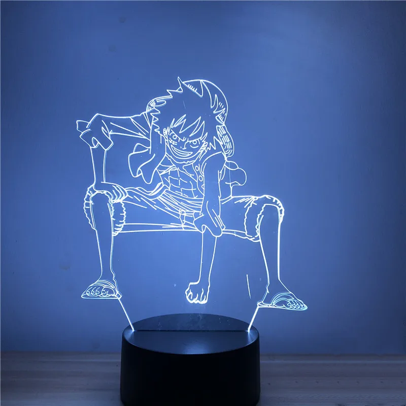 Одна штука Обезьяна D Luffy Hat Night светильник Set 3D настольная лампа LED сменный ing аниме