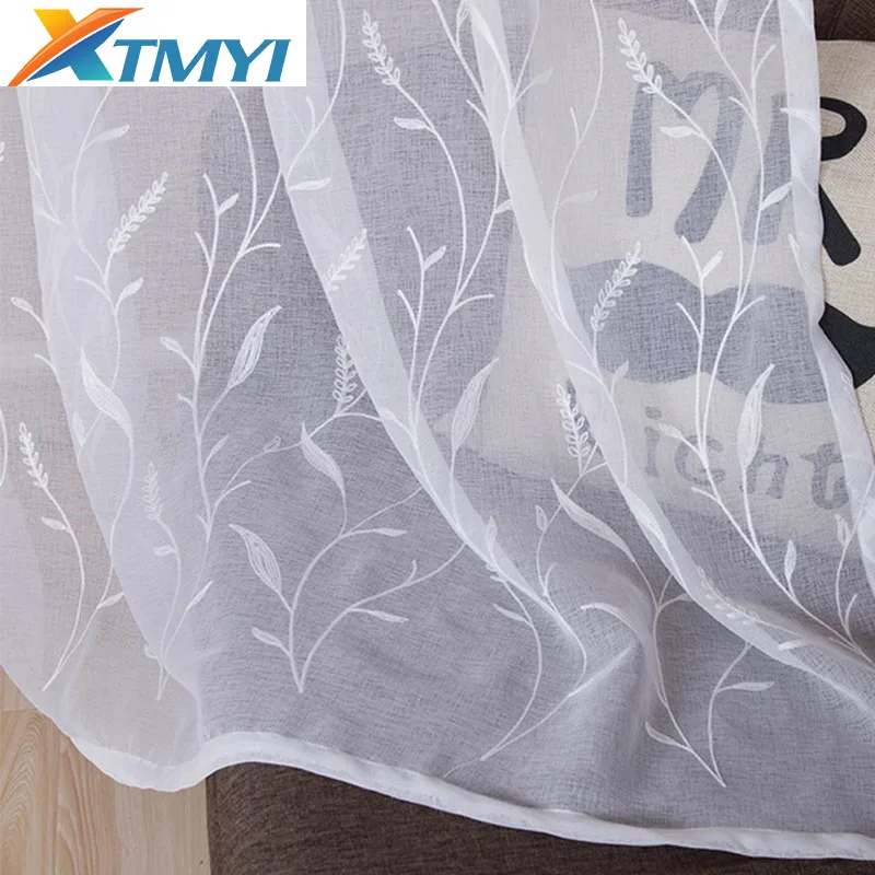 White Embroidered Curtains For Living Room Sheer Curtains For