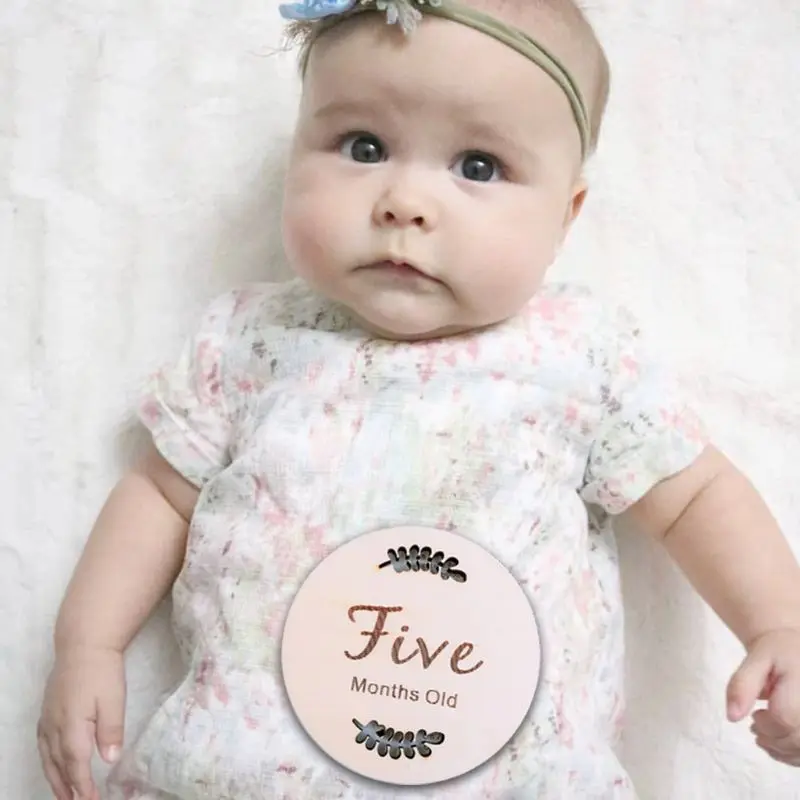 12 Pcs/set Newborn Birth Month Birthday Milestone Wooden Card Baby Kids Photography Props Toy
