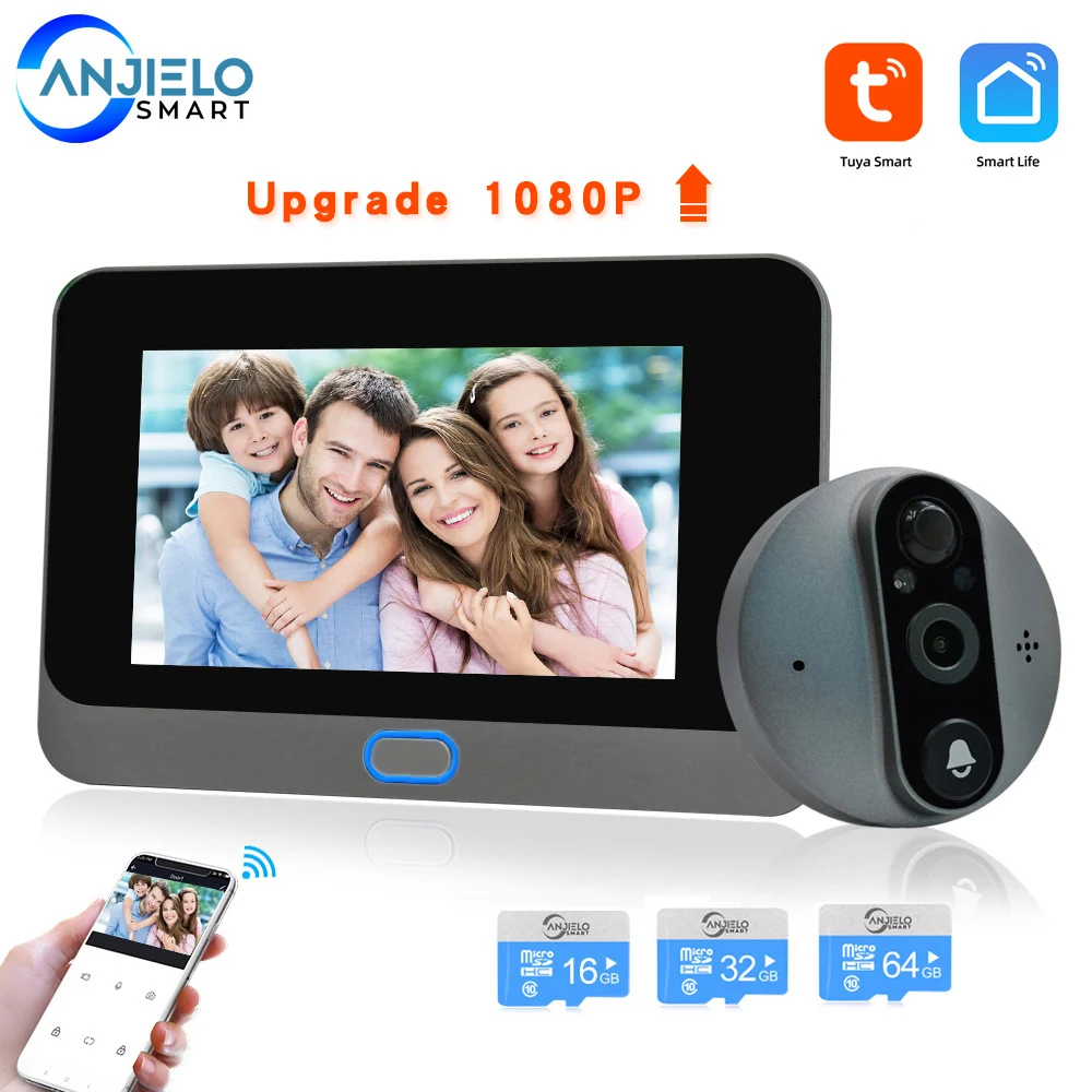 1080P Wi-Fi видеодомофон для дома видео глаз квартира видеоглазок в квартиру