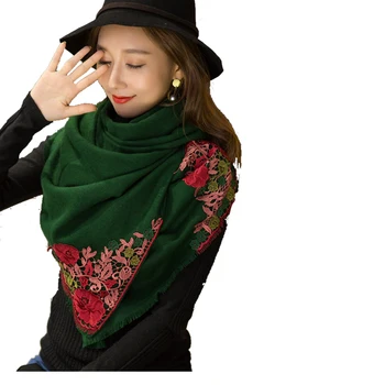 

Triangle Floral Embroidery Lace Appliques Shawls stylish Solid color Soft High Quality Wedding Evening Party Scarf Shawl