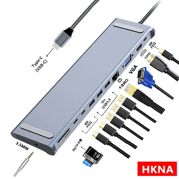 

12in1 HUB Type-c Docking Station Dual HDMI VGA Audio TF/SD Ethernet PD USB C Laptop Macbook PRO Docking Station