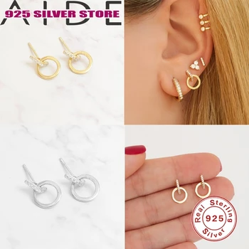 

Aide stud earrings for women Golden 925 sterling silver bohemian style triangle round all-match earrings 2020 New Brand