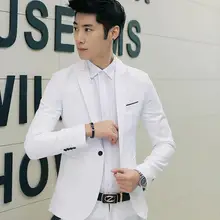 Свадебные костюмы для мужчин одноцветная Мужская Куртка Блейзер приталенная повседневная куртка мужская одежда Новая черная белая серая