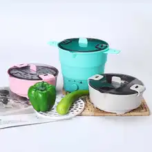 Складная электрическая сковорода с подогревом для дома и улицы, контейнер для еды, портативная плита 220-240 в, внутренняя часть из нержавеющей стали