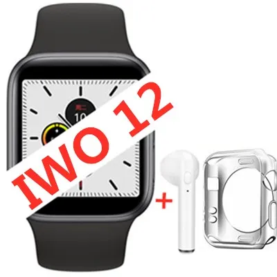 IWO 12 Bluetooth Смарт часы 1:1 SmartWatch 44 мм чехол для Apple iOS Android сердечного ритма ЭКГ IP68 Водонепроницаемый IWO 11 IWO 10 Обновление - Цвет: Black add headset