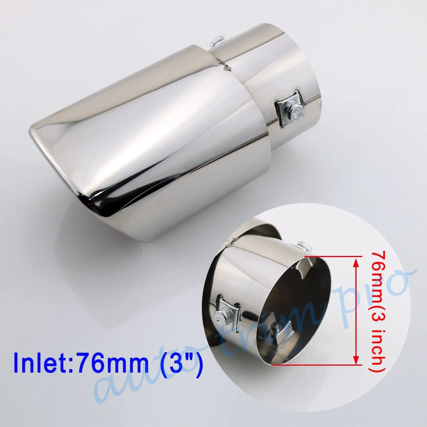 Chrome 76 mm 3" inch Inlet Tailpipe Vehicle Rear Muffler Exhaust Tail