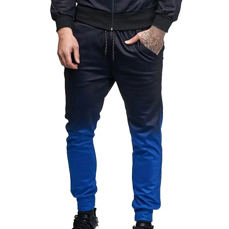 Blue Pants Осенне-зимние повседневные толстовки для бега, спортивные штаны для бега, мужская куртка, брюки, комплекты, спортивный костюм, мужские спортивные комплекты из двух предметов - Цвет: Blue Pants