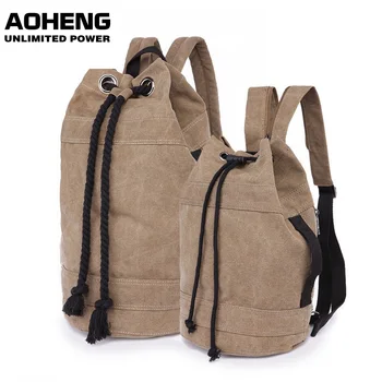 

Unisex Canvas Rugzak 2 Verschillende Maten Emmer Trekkoord Rugzak Reizen Bagage Tas Toevallige Mannen Laptop Rugzak Mochila