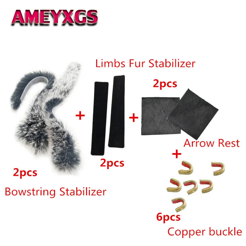 

1Set Recurve Bow Tools Bowstring Stabilizer + Fur Glued Strip Dampener + Arrow Rest + Brass Buckle For Bow Hunting Accessories