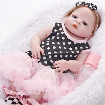 

55cm Babe Reborn Baby Doll Cute Blue Eyes Imported Vinyl Silicone Lifelike Birthday Surprise Gift Reborn Bebes Doll For Kid Gift