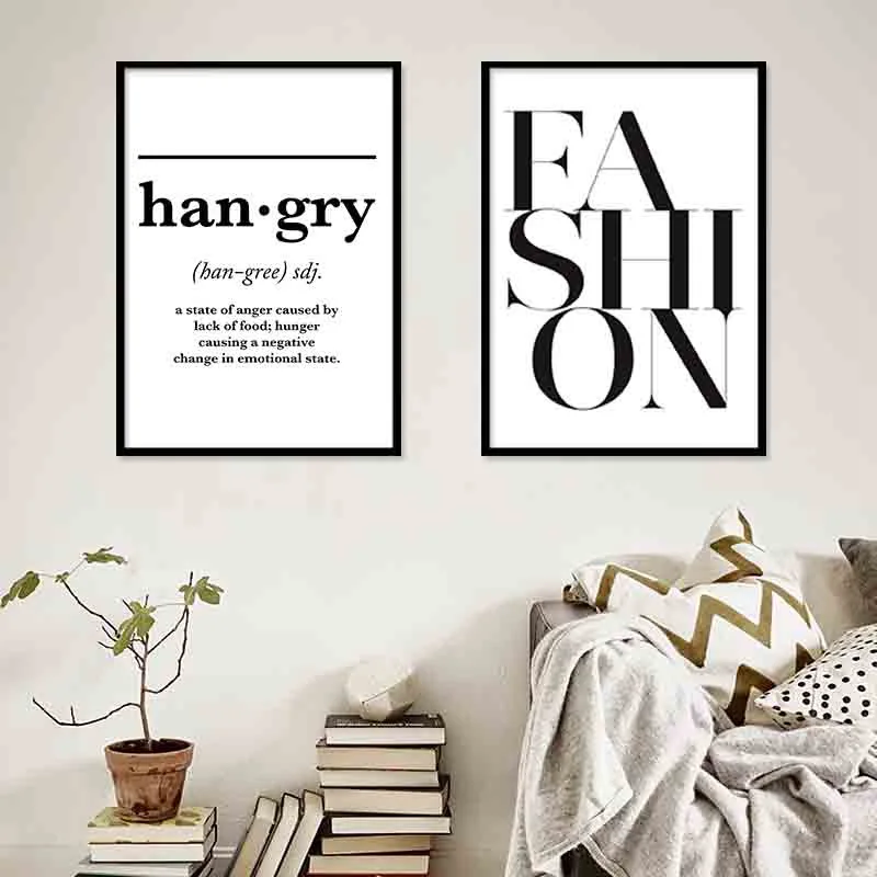 

Free Shipping 2pcs/set Modern Simplicity Canvas Paintings, Hangry Life Motto Pictures, Wall Art Canvas for Living Room Decor