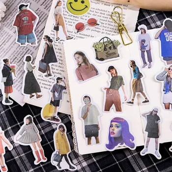 

45 Pcs Magazine Character Sticker Iron Boxed Shaped Diary Custom Stickers Journal Stickers Scrapbooking Cute Stickers