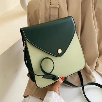 

Contrast Color Women Single Shoulder Crossbody Bag All-match 2019 Autumn Winter Popular PU Leather Female Small Square Bag Tide