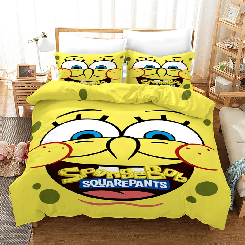 

SpongeBob Bedding Set 3D Catoon Duvet Cover Set Comforter Bedding Set for Kids Twin Full Queen King Home Textiles PillowCase