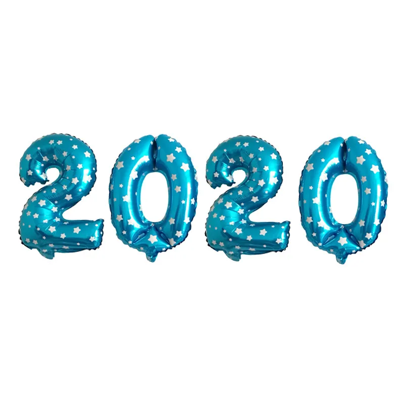 Foil Balloon Happy New Year Banner Star Round Balloon Home Party Confetti Latex Balloons Decoration New Year Decor Supplies - Цвет: blue