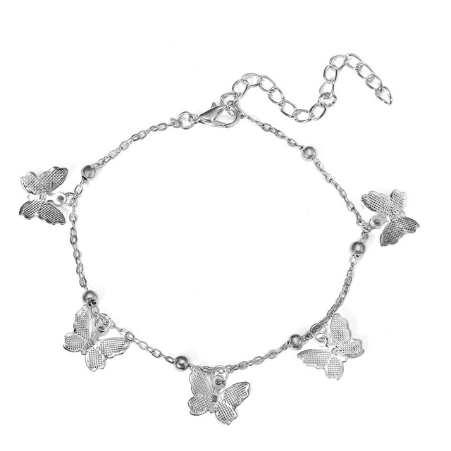 Chain Butterfly Anklets For Women Fashion Siilver Color Bead Anklet Bohemian Summer Beach Ankle Bracelet Foot Chain Jewelry