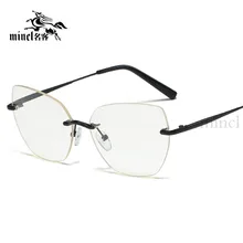 Винтажные бескаркасные алмазные многоугольные солнцезащитные очки для мужчин и женщин металлические черные золотые цветные плоские зеркала оправа для очков при близорукости очки NX