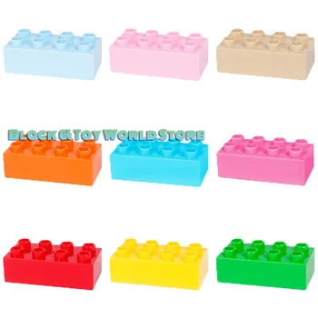 

6pcs Diy 2X4dots Thick Bricks Large Particle Duploe Accessories Building Blocks Duploed Toys For Children Gift