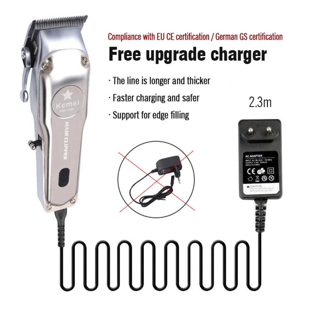 Kemei-1996 Barber Shop Rechargeable Hair Clipper All Metal Electric Hair Trimmer Men Professional Beard Trimmer Haircut Machine
