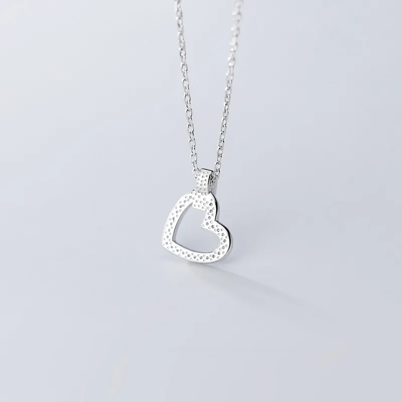 Изящные массивные Кристальные подвески для ожерелья в форме сердца для женщин и детей, девочек, циркония, Кристальные милые 925 пробы, серебряные колье