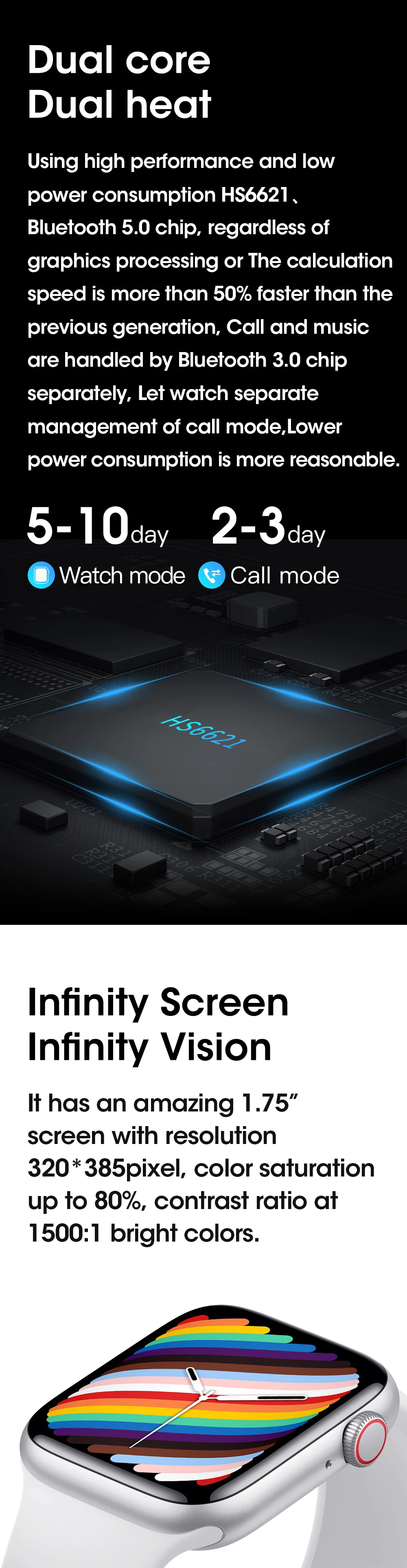 W37 Smart Watch Series 7 Bluetooth Call 1.75 Inch 320*385 IP68 Waterproof Customize Dials Face - ANKUX.COM