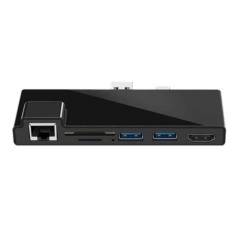 

Led USB Hub Computer Docking Station Ethernet Port Mini Multifunction 4K HDMI Lan Adapter ABS RJ45 TF for Surface Pro 6