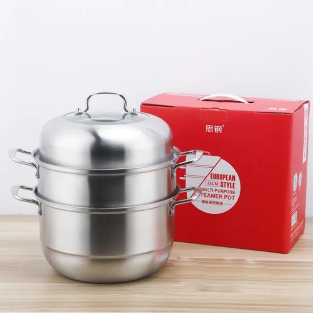 Double Boilers Stainless Steel Steamer Pot 28CM Steam Thicken