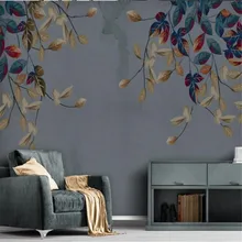 Milofi custom 3D wallpaper mural hand-painted abstract leaves elegant small fresh modern minimalist background wall Painting Supplies Milofi custom 3D wallpaper mural hand-painted abstract leaves elegant small fresh modern minimalist background wall Painting Supplies