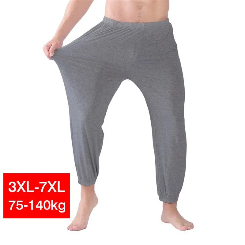 Plus Size 5XL 6XL 7XL Modal Cotton Men's Pajamas Spring Summer Home Pants Casual Male Yoga Trousers Elastic Loose Sleep Bottoms men's loungewear sets
