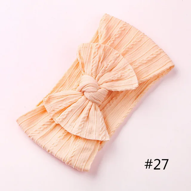 1pcs Cable Knit Nylon Bow Headwrap, One size fits all nylon headbands, wide nylon headbands, baby headbands, Knot bow headwear A2NSNSFB-9568-27