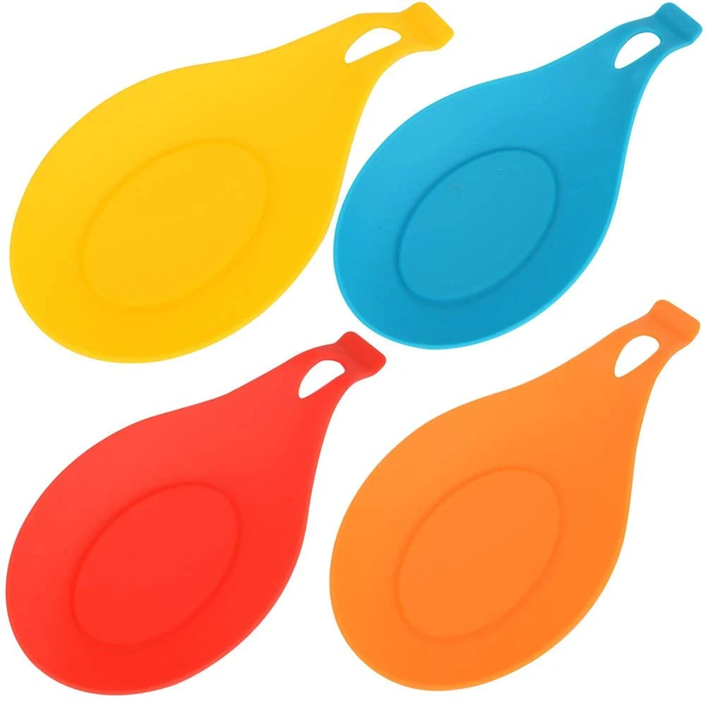 1Pcs Silicone Insulation Spoon Rest Heat Resistant Drink Glass Coaster Tray Spoon Pad Eat Mat Pot Holder Kitchen Accessories