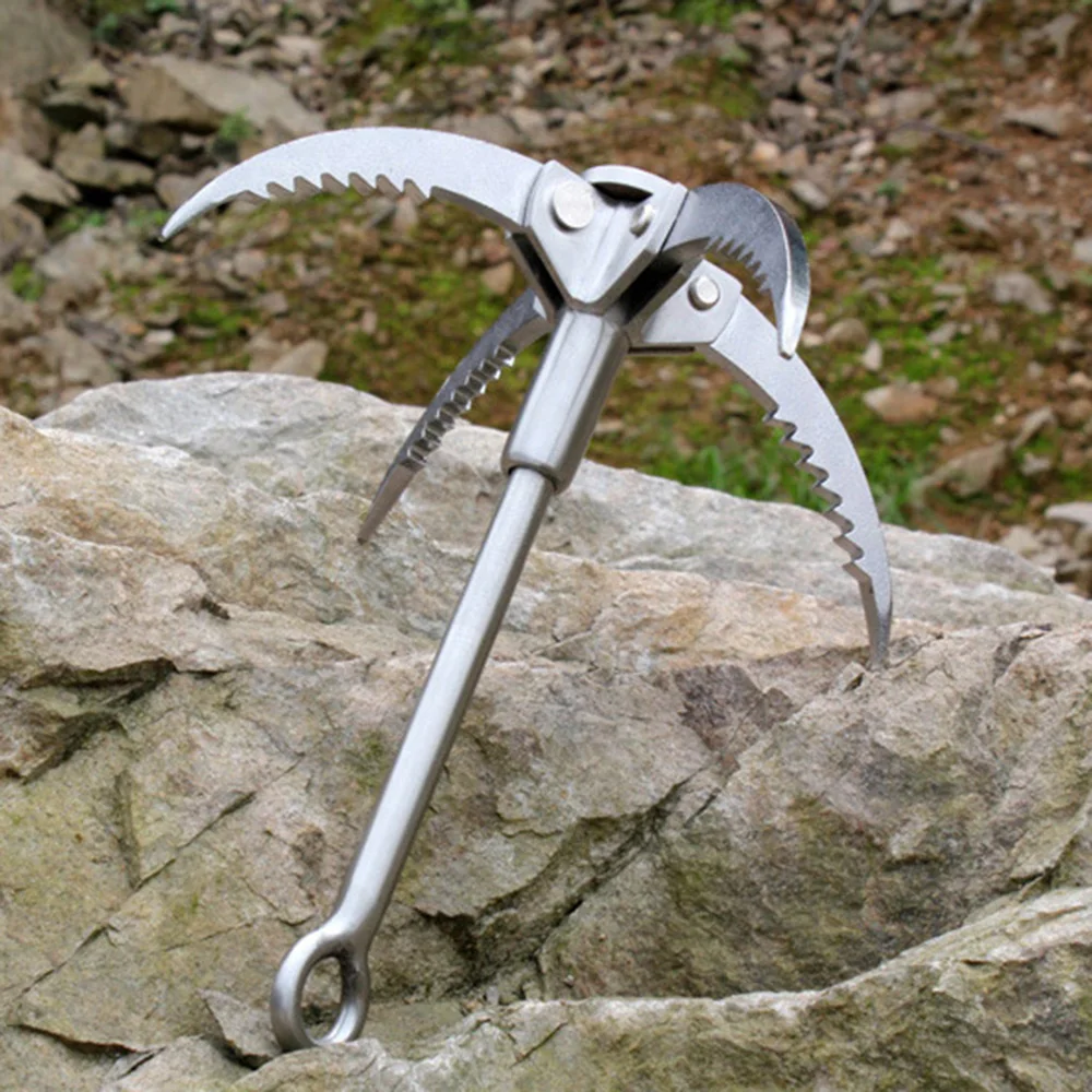 

New Outdoor Climbing Grappling Hook Foldable 4 Claws Steel Hook with 100FT Parachute Cord 9 Strand Camping Climbing Accessories
