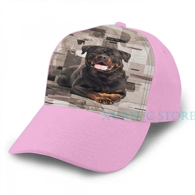 Цифровая баскетбольная Кепка Rottweiler-Metzgerhund для мужчин и женщин с принтом, черная шляпа унисекс - Цвет: Pink