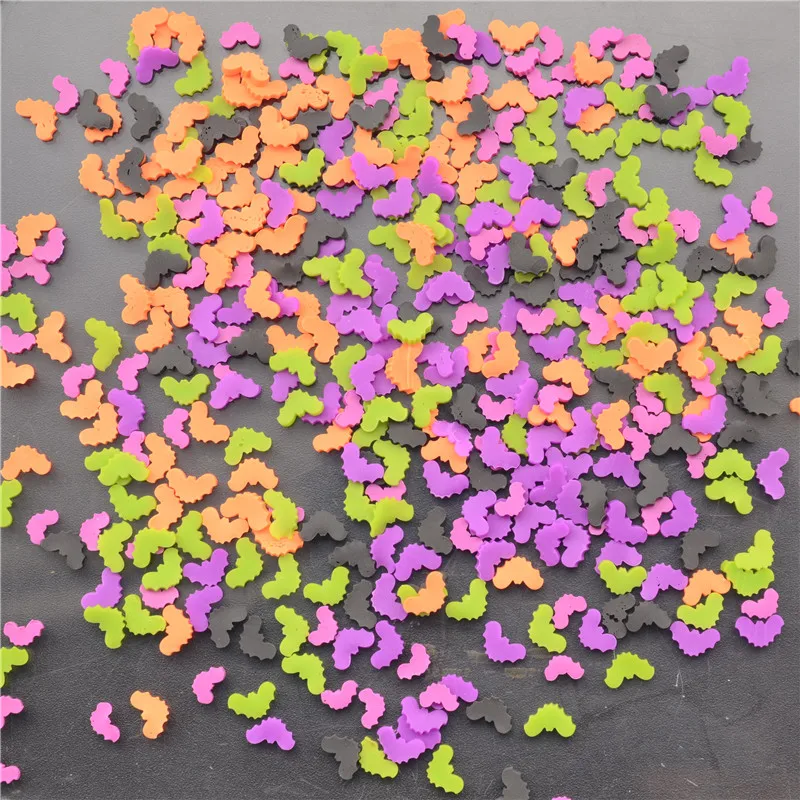 

100g/lot Polymer Hot Clay Fimo Sprinkles Halloween Bats shape for Crafts Making, DIY confetti Slime Scrapbook